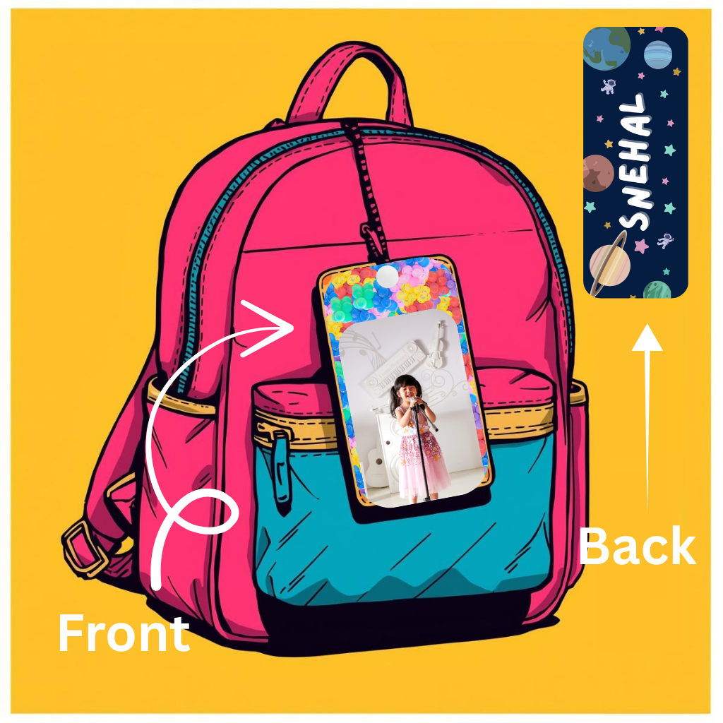 Kids Cute Bag Name & Image Tag with durable silicon loop