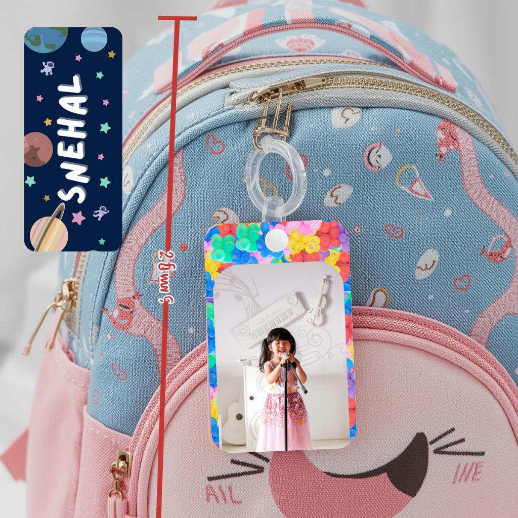 Kids Cute Bag Name & Image Tag with durable silicon loop