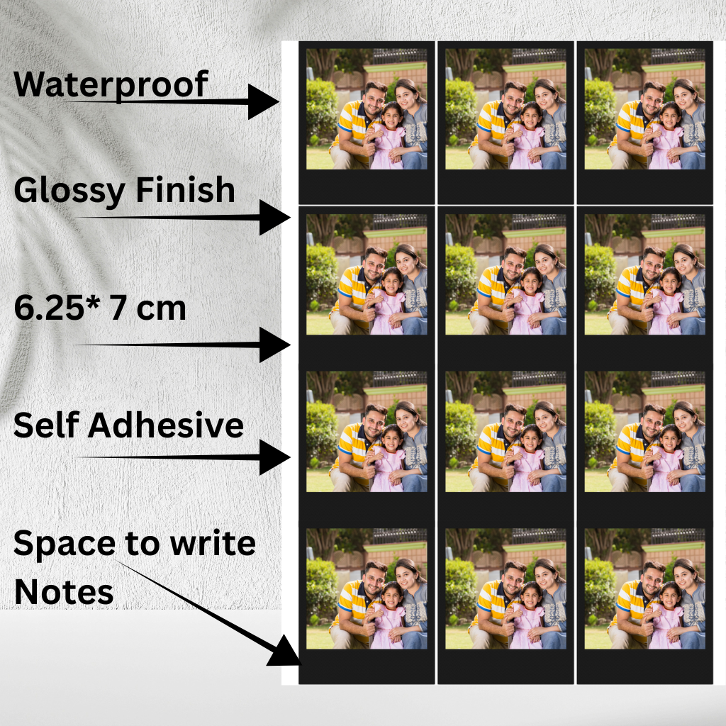 Self-Adhesive Portrait Stickers | Waterproof Photo Prints | 6.25×7.5 cm | Set of 12 | Custom Photo Decals | Personalised Image Stickers | Durable & Long-Lasting
