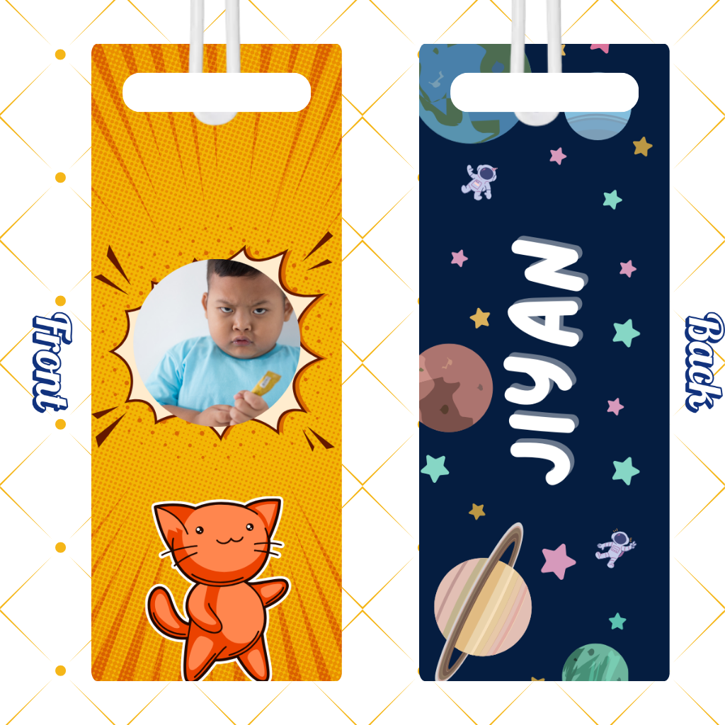 Kids Cute Bag Name & Image Tag with durable silicon loop