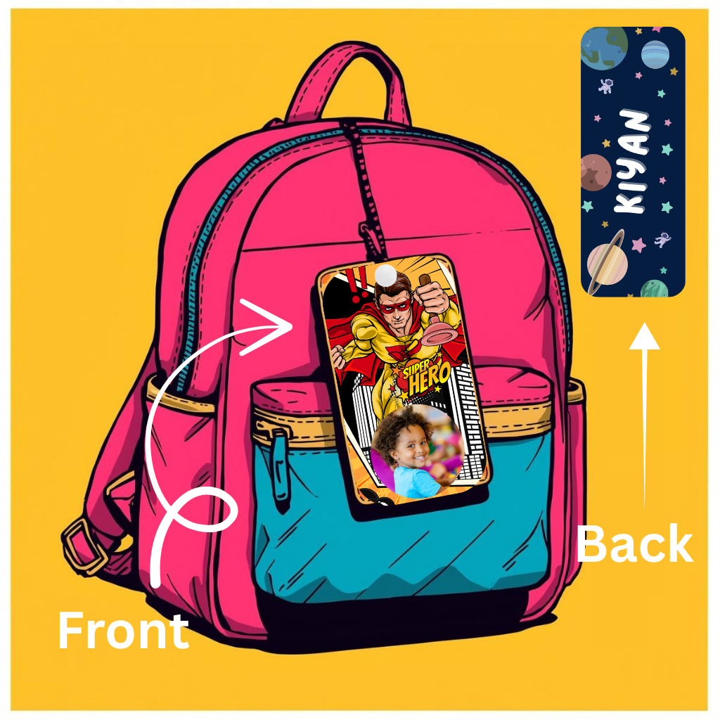 Kids Cute Bag Name & Image Tag with durable silicon loop