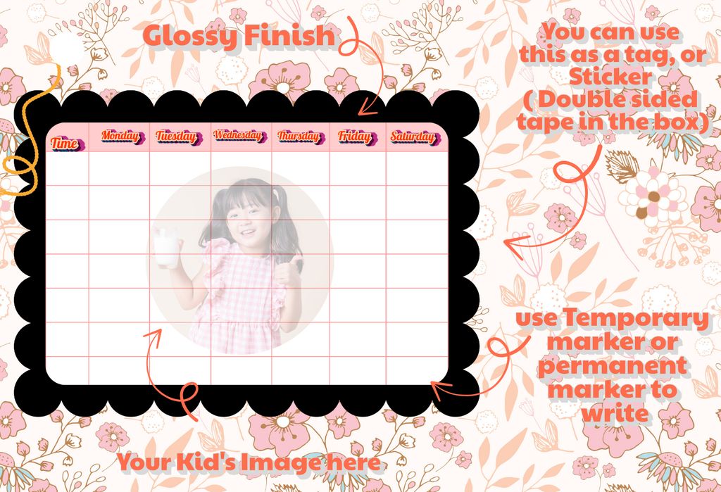 Customised Kids Time-Table - 18*14cm Size