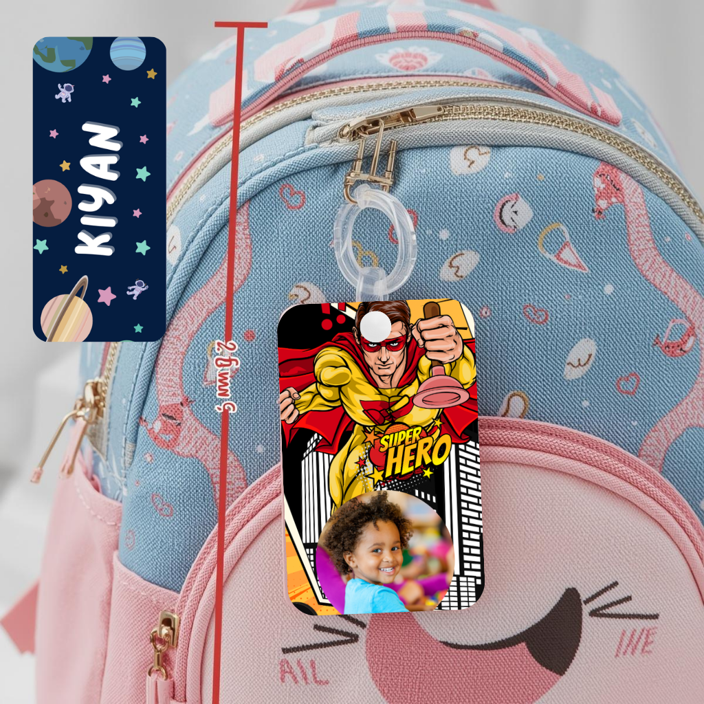Kids Cute Bag Name & Image Tag with durable silicon loop