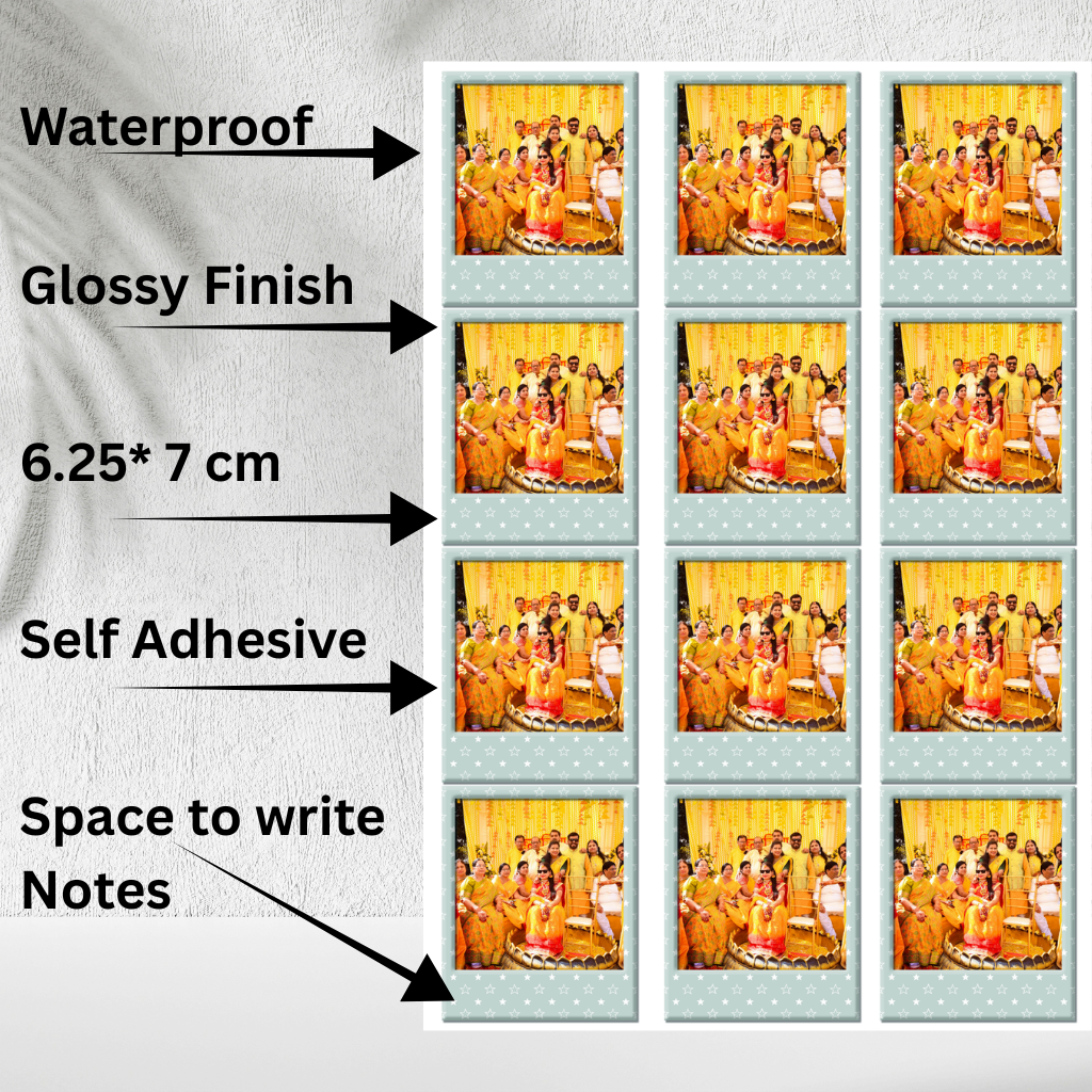 Self-Adhesive Portrait Stickers | Waterproof Photo Prints | 6.25×7.5 cm | Set of 12 | Custom Photo Decals | Personalised Image Stickers | Durable & Long-Lasting