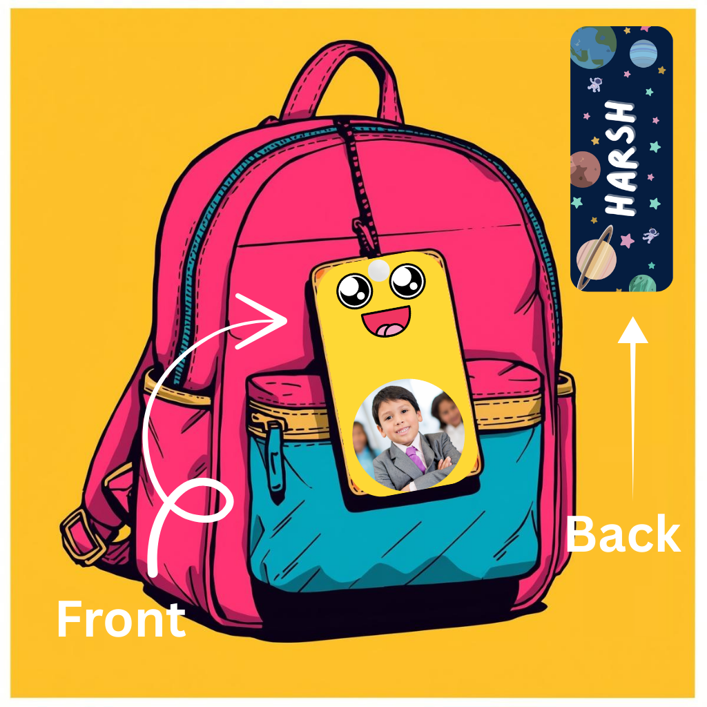 Kids Cute Bag Name & Image Tag with durable silicon loop