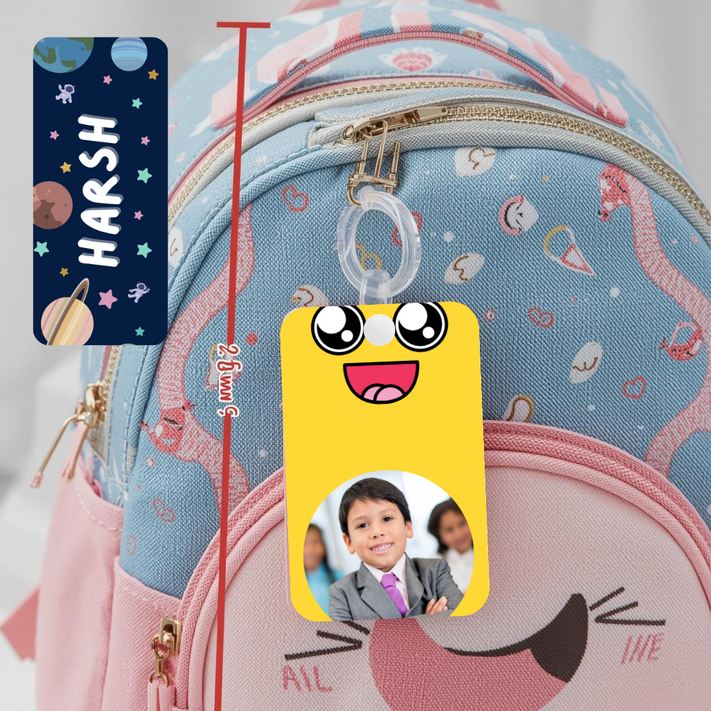 Kids Cute Bag Name & Image Tag with durable silicon loop