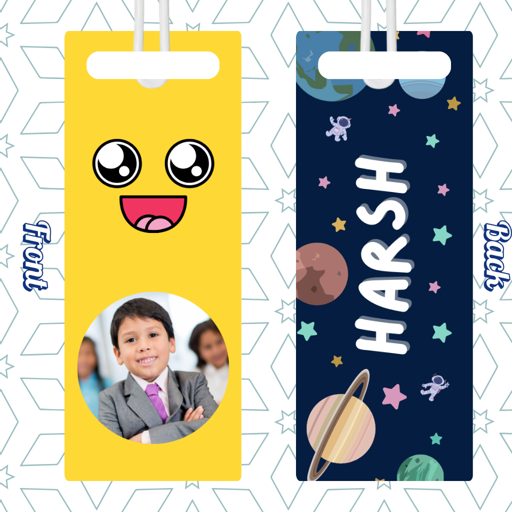 Kids Cute Bag Name & Image Tag with durable silicon loop