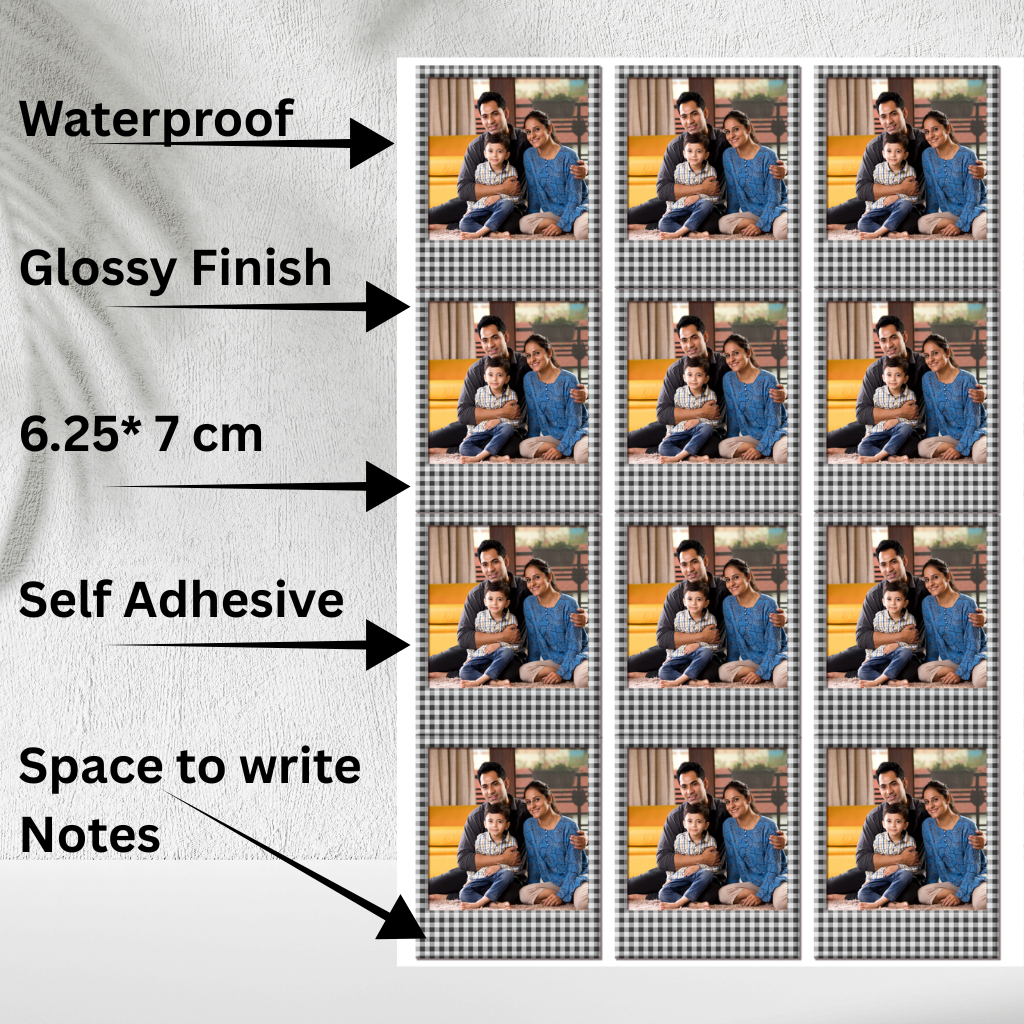 Self-Adhesive Portrait Stickers | Waterproof Photo Prints | 6.25×7.5 cm | Set of 12 | Custom Photo Decals | Personalised Image Stickers | Durable & Long-Lasting