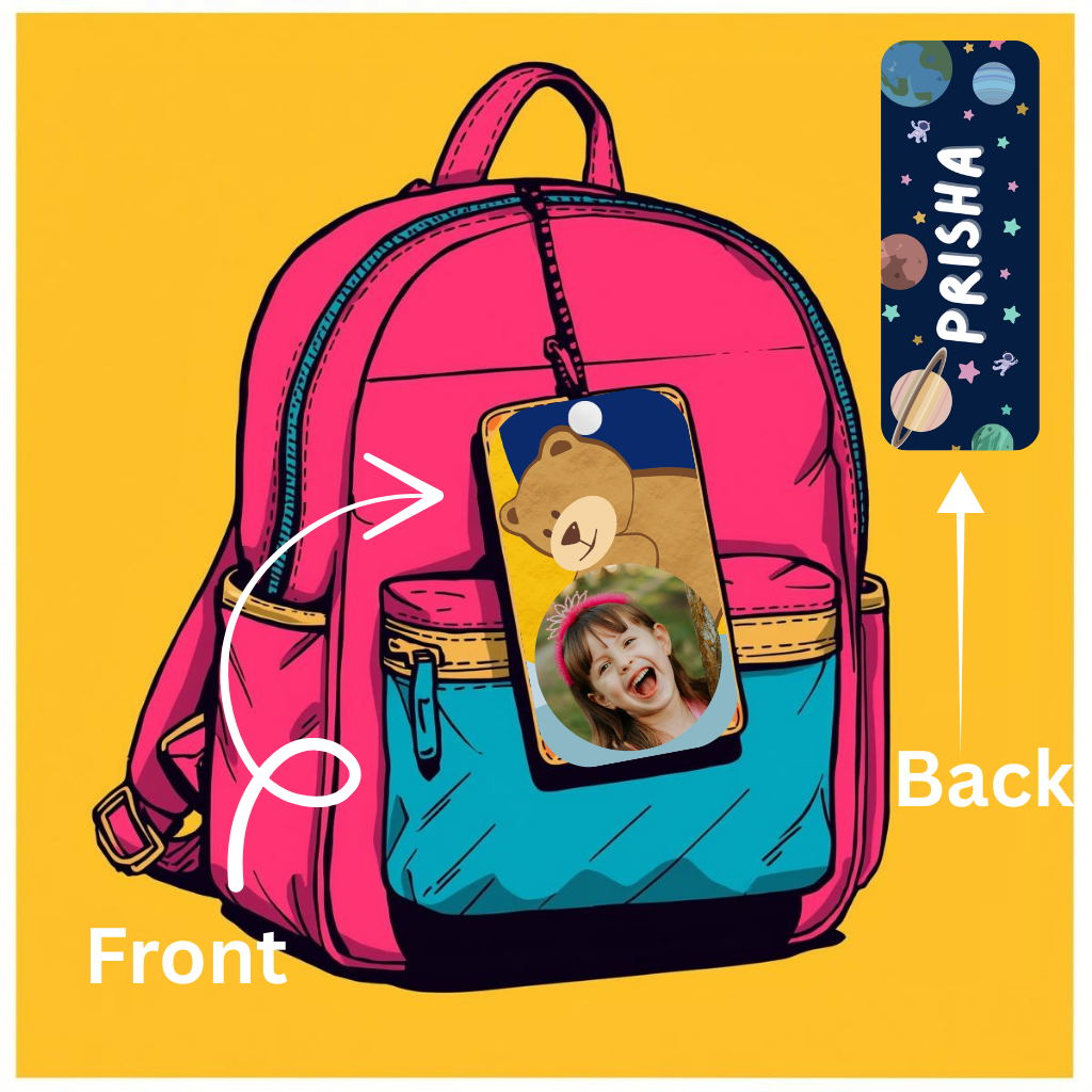 Kids Cute Bag Name & Image Tag with durable silicon loop