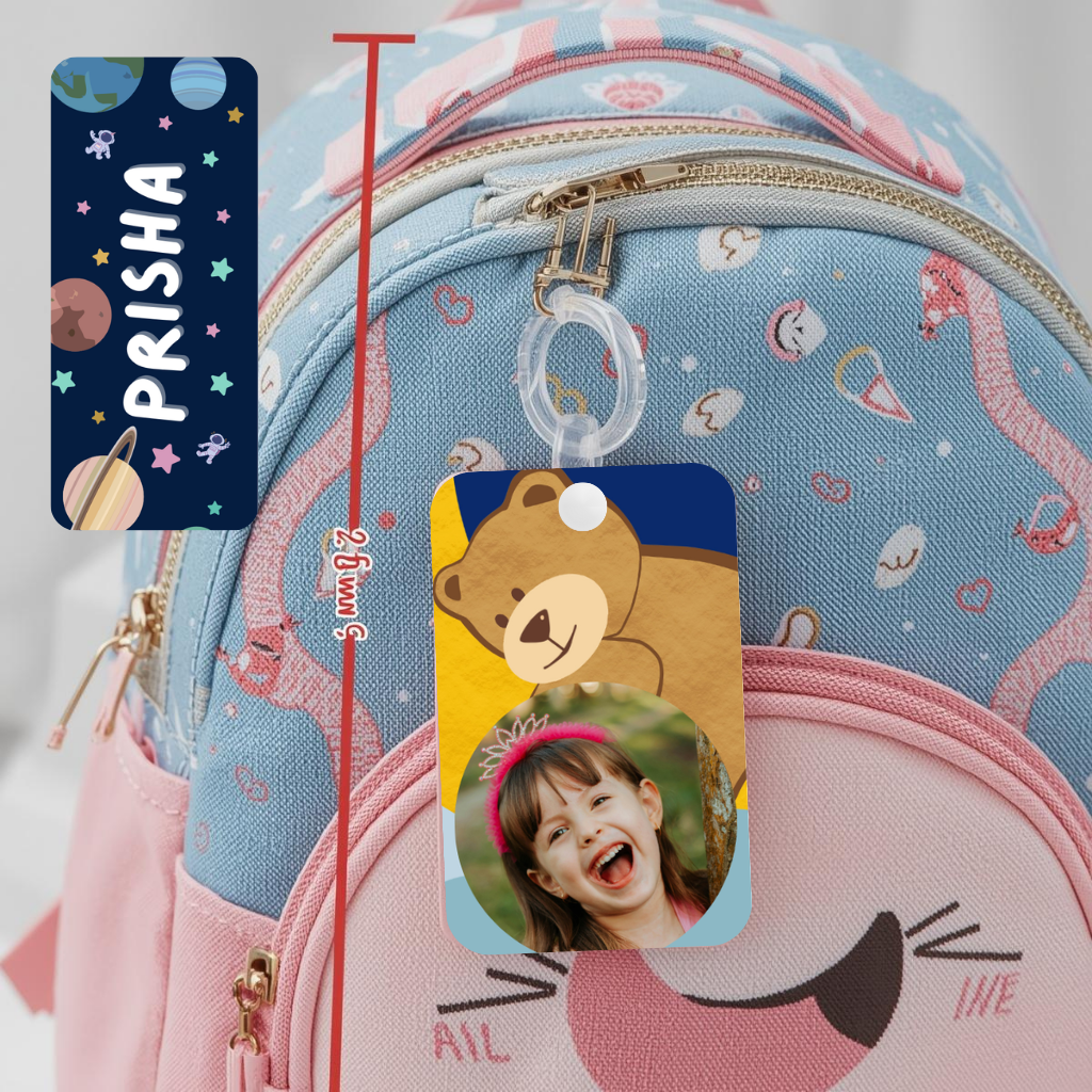 Kids Cute Bag Name & Image Tag with durable silicon loop