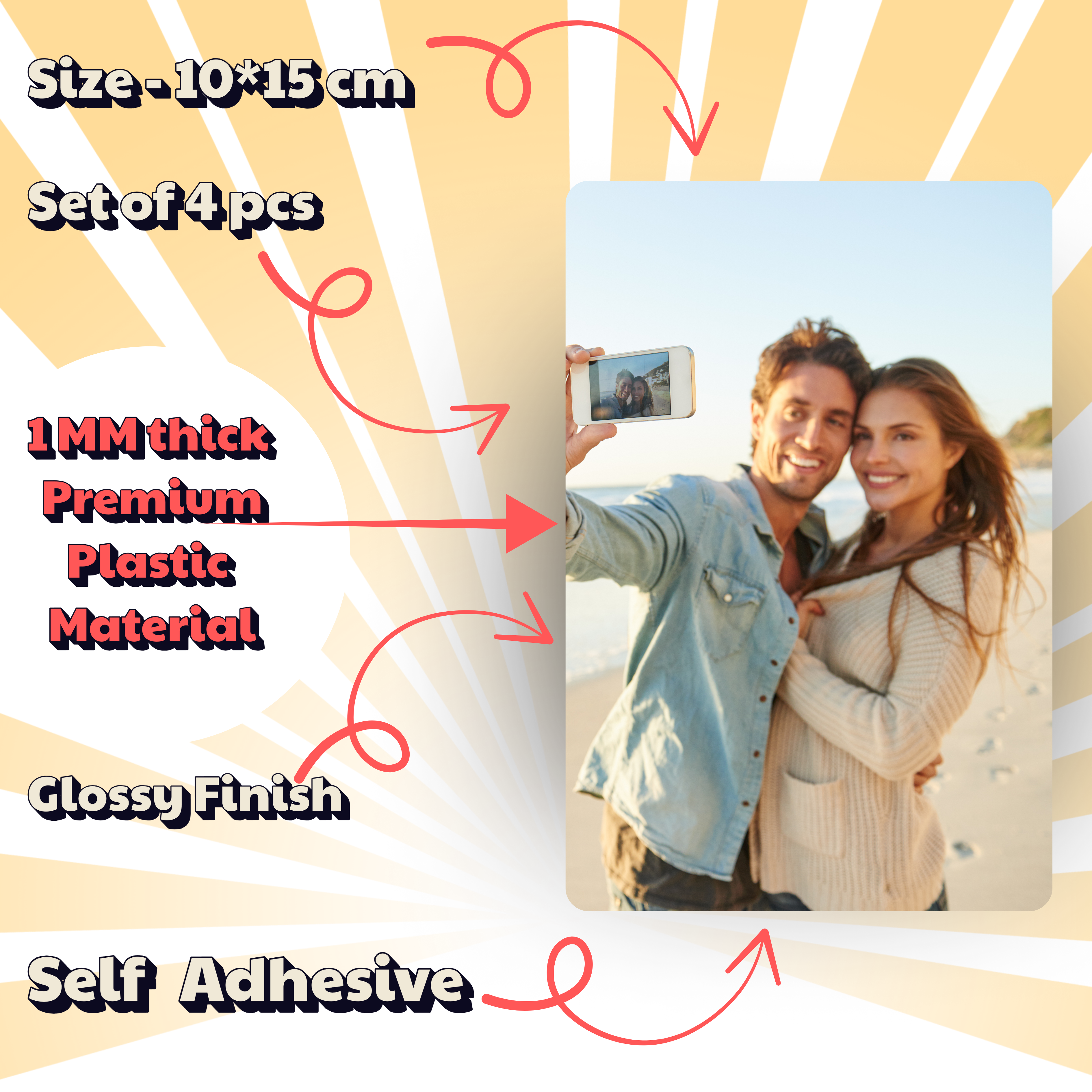 Personalized Photo Wall Sticker | Custom 1mm Thick Plastic Wall Art | Durable, Lightweight & Waterproof (