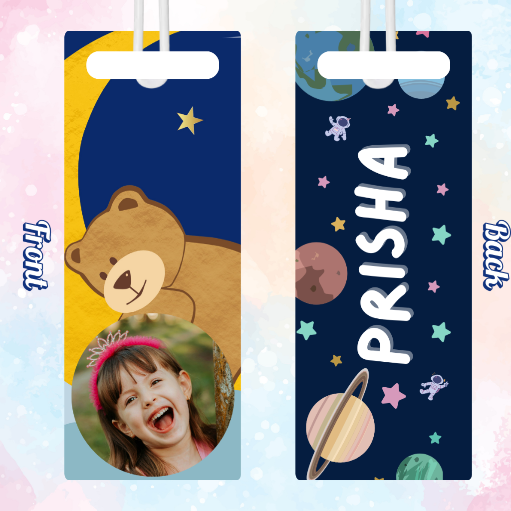 Kids Cute Bag Name & Image Tag with durable silicon loop
