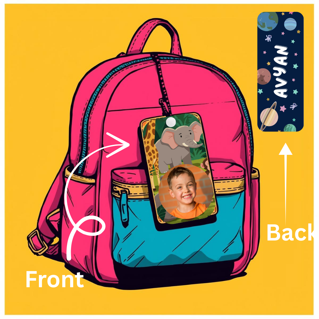 Kids Cute Bag Name & Image Tag with durable silicon loop