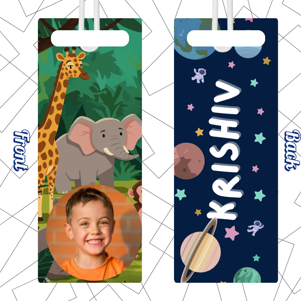 Kids Cute Bag Name & Image Tag with durable silicon loop