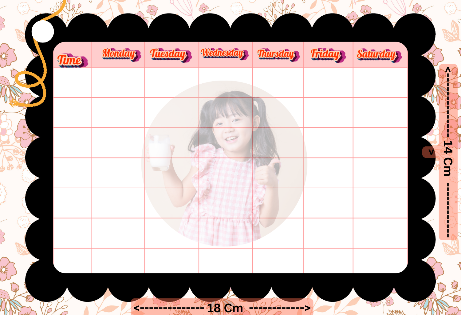 Customised Kids Time-Table - 18*14cm Size