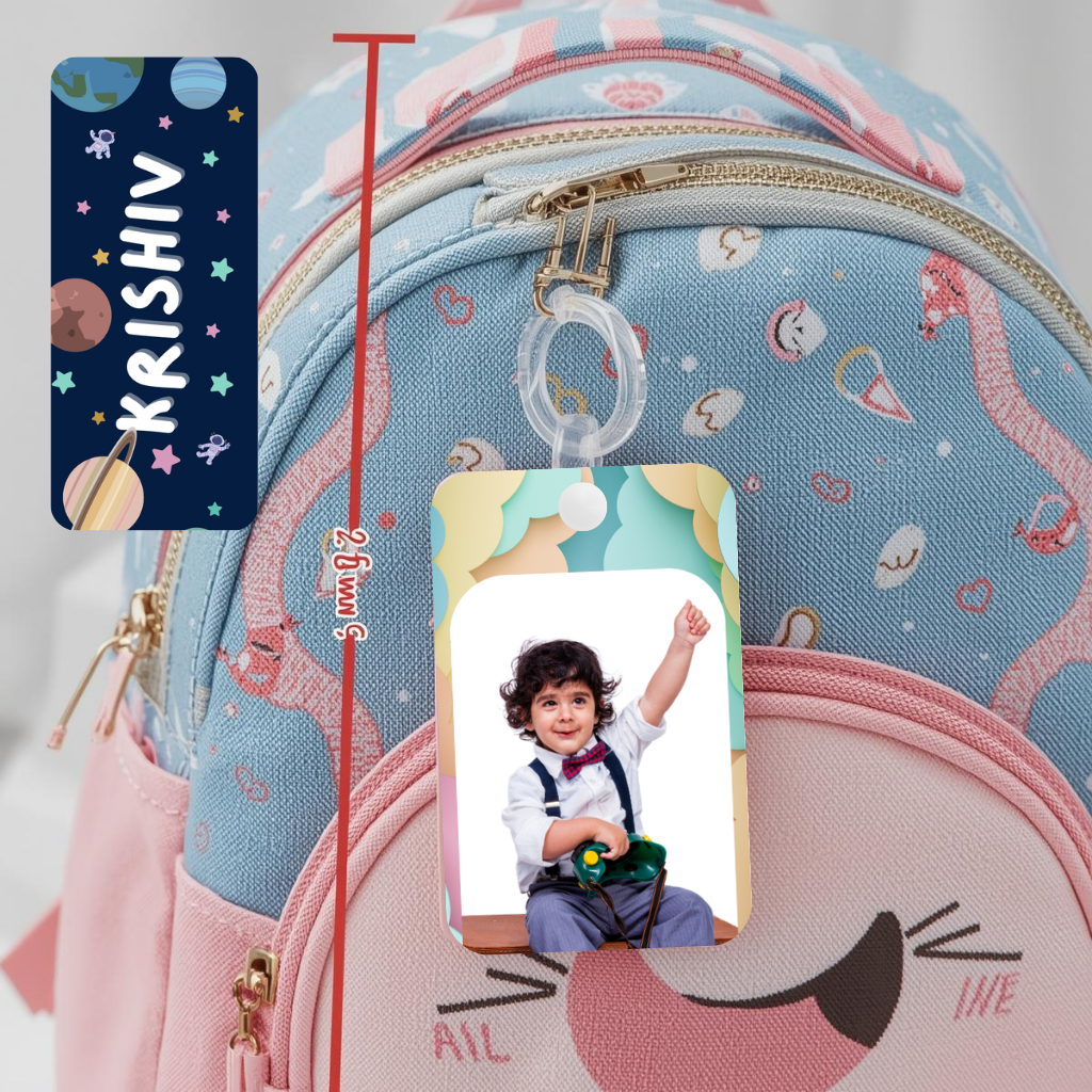 Kids Cute Bag Name & Image Tag with durable silicon loop