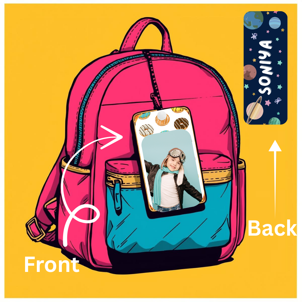 Kids Cute Bag Name & Image Tag with durable silicon loop
