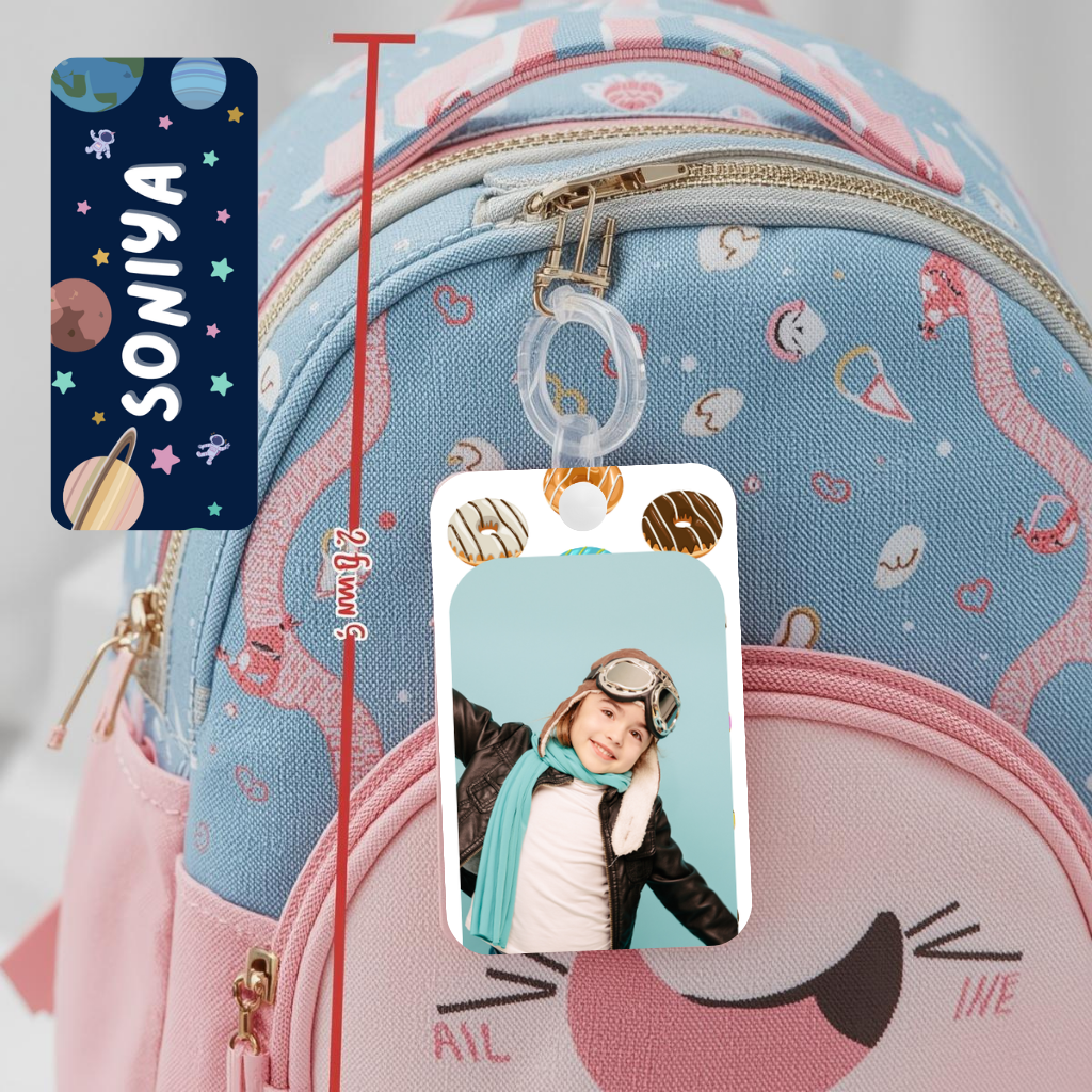 Kids Cute Bag Name & Image Tag with durable silicon loop