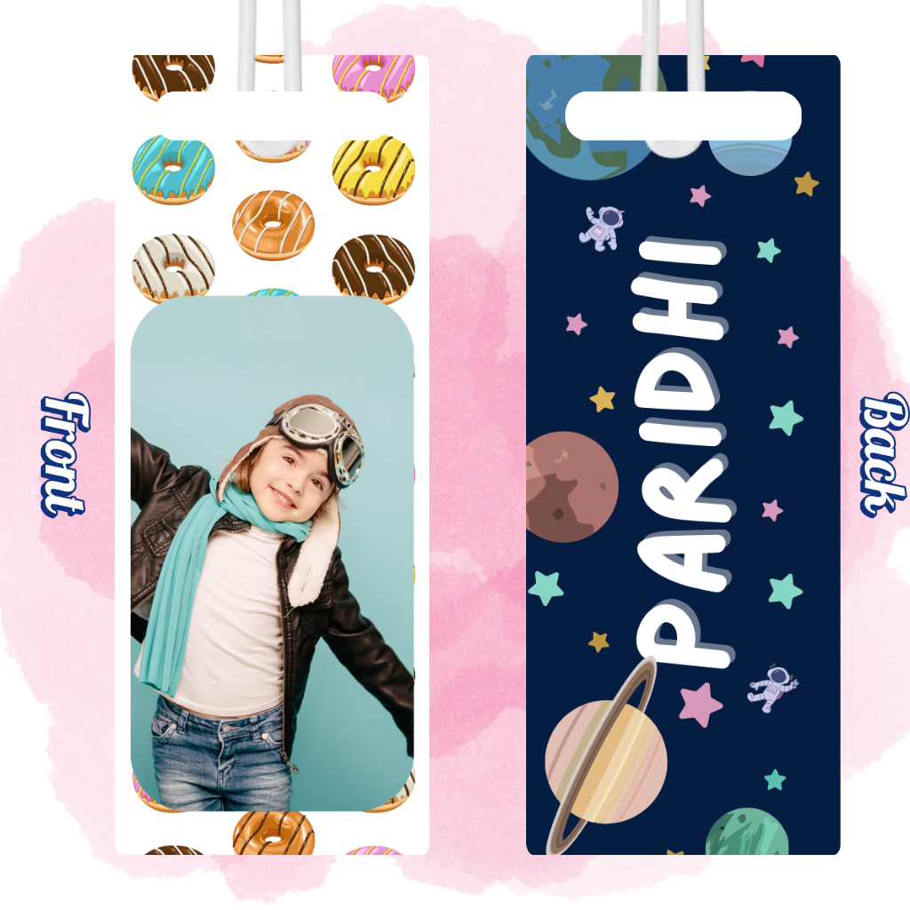 Kids Cute Bag Name & Image Tag with durable silicon loop