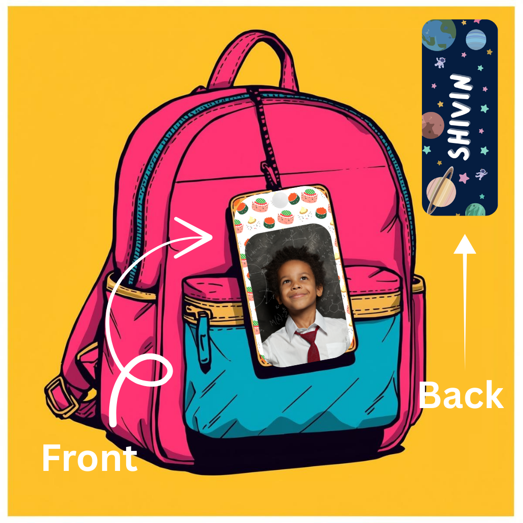 Kids Cute Bag Name & Image Tag with durable silicon loop