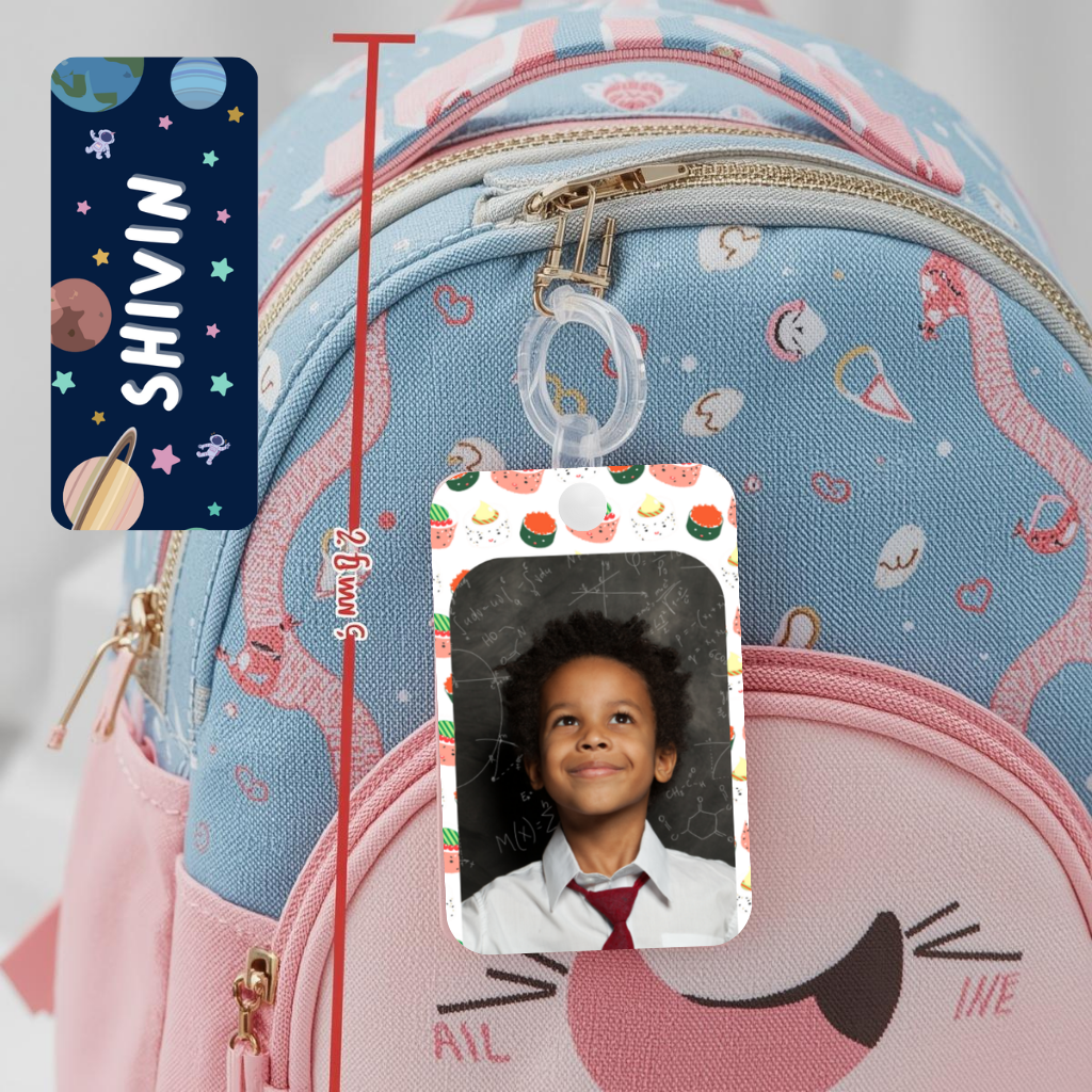 Kids Cute Bag Name & Image Tag with durable silicon loop