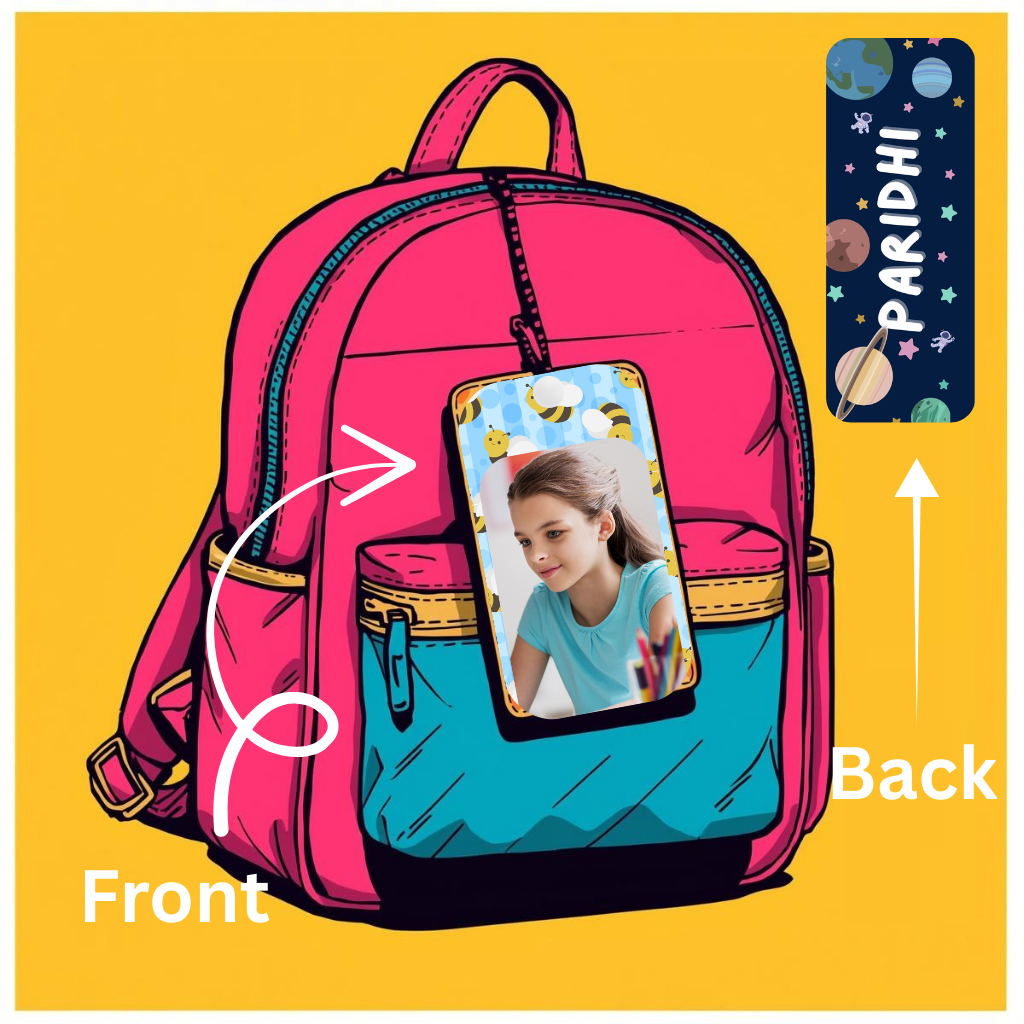 Kids Cute Bag Name & Image Tag with durable silicon loop