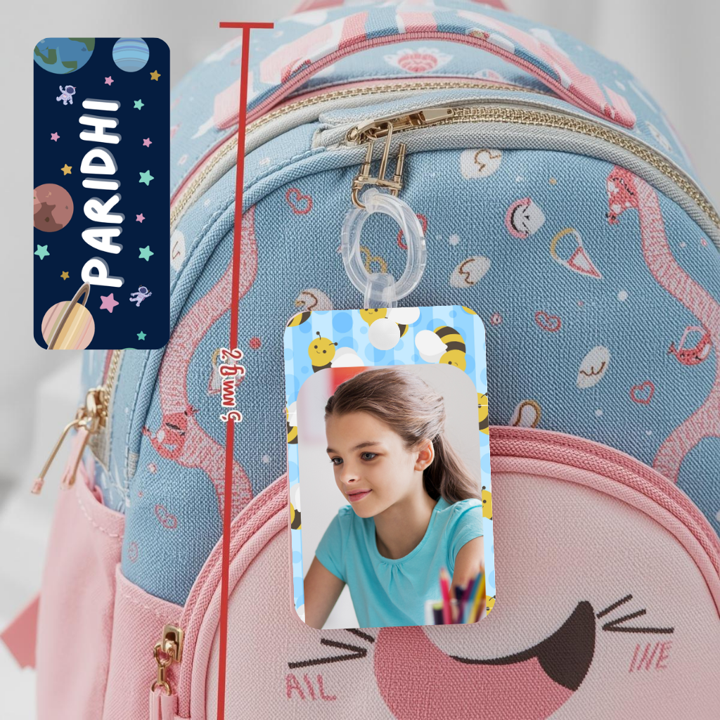 Kids Cute Bag Name & Image Tag with durable silicon loop