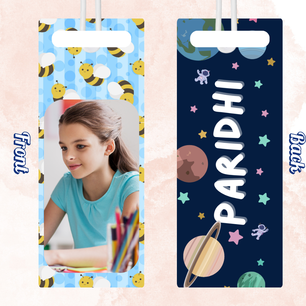 Kids Cute Bag Name & Image Tag with durable silicon loop