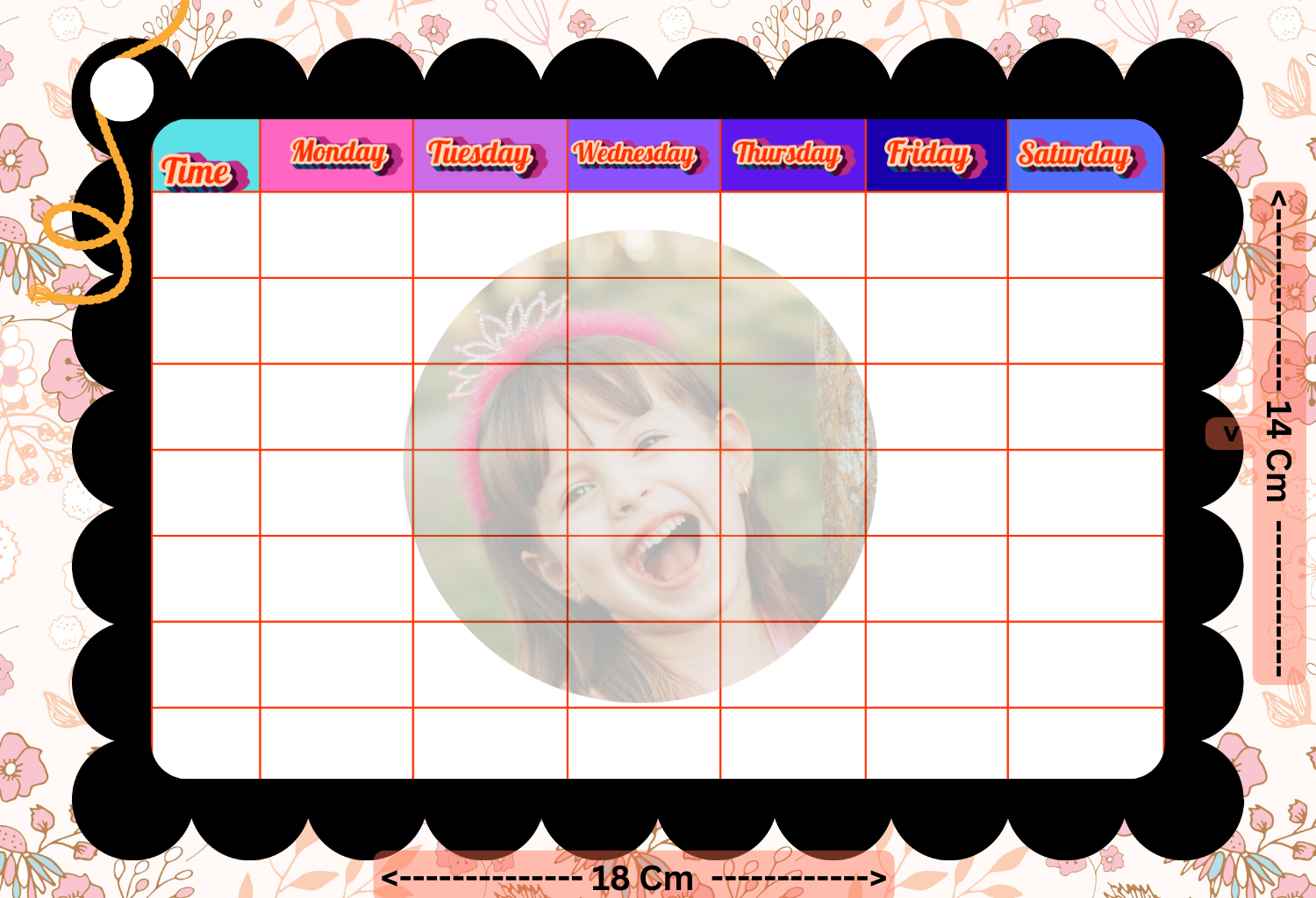 Customised Kids Time-Table - 18*14cm Size