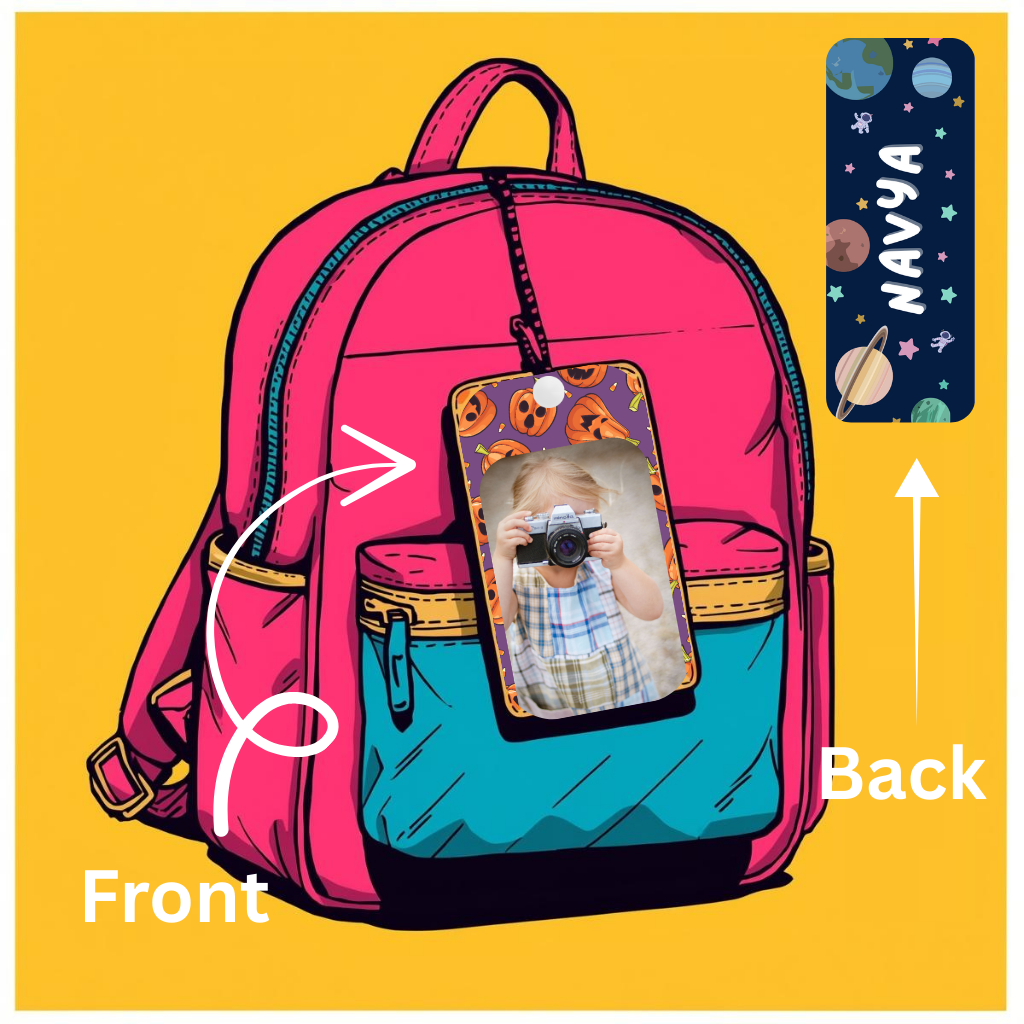 Kids Cute Bag Name & Image Tag with durable silicon loop