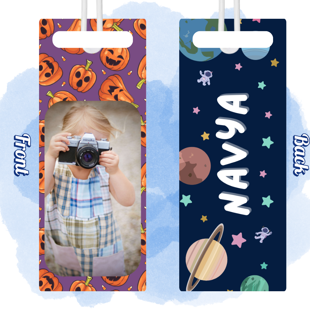 Kids Cute Bag Name & Image Tag with durable silicon loop