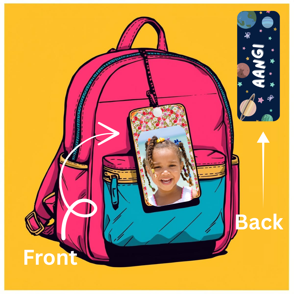 Kids Cute Bag Name & Image Tag with durable silicon loop