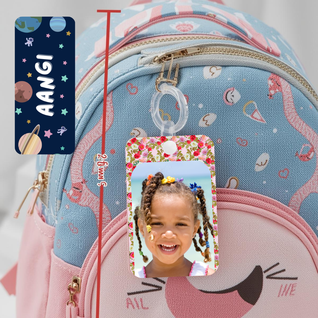 Kids Cute Bag Name & Image Tag with durable silicon loop