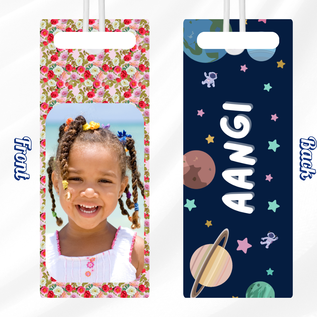 Kids Cute Bag Name & Image Tag with durable silicon loop