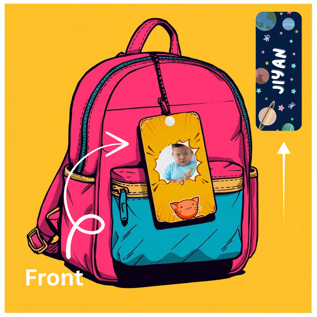 Kids Cute Bag Name & Image Tag with durable silicon loop