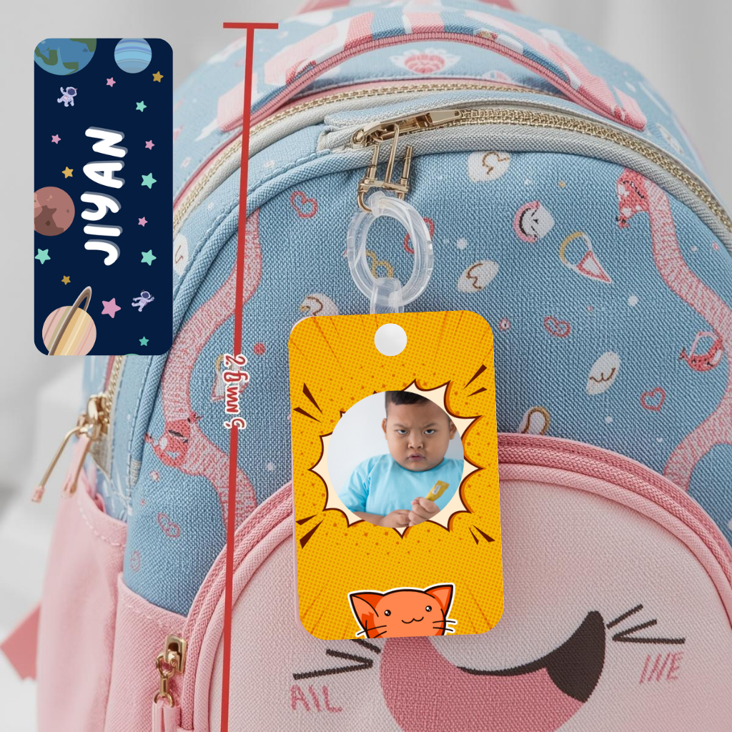 Kids Cute Bag Name & Image Tag with durable silicon loop