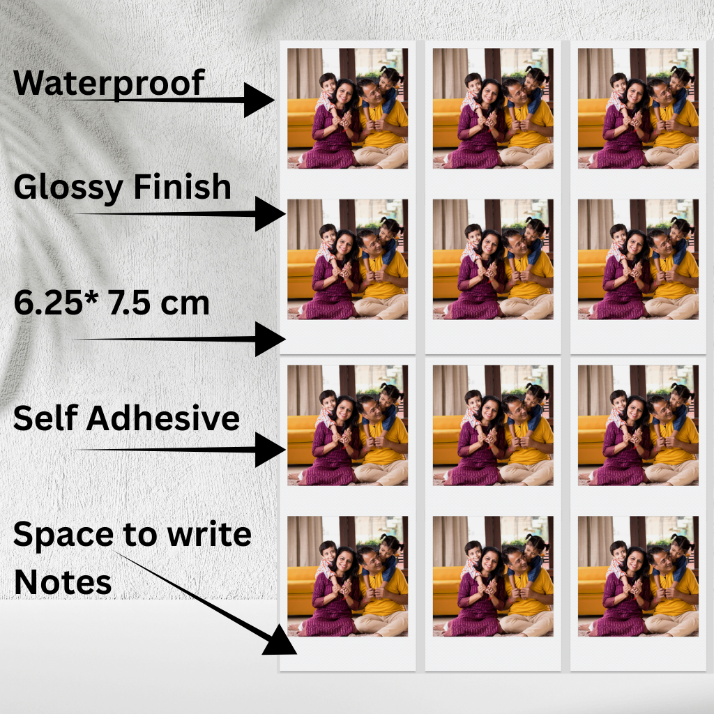 Self-Adhesive Portrait Stickers | Waterproof Photo Prints | 6.25×7.5 cm | Set of 12 | Custom Photo Decals | Personalised Image Stickers | Durable & Long-Lasting (Copy)