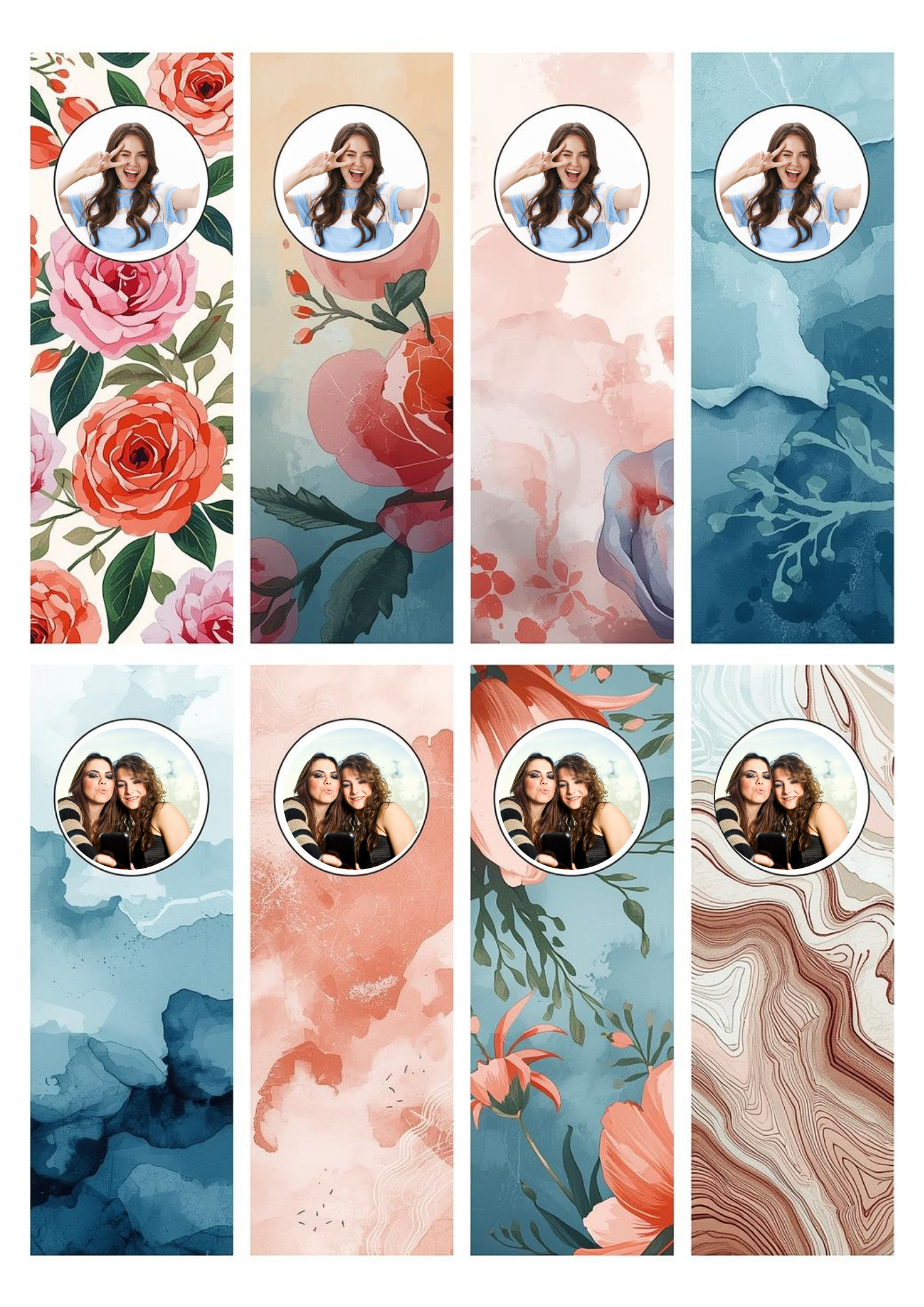Slim,  Glossy, and Waterproof Custom Photo Bookmark – 4×13 cm ( Set of 8)
