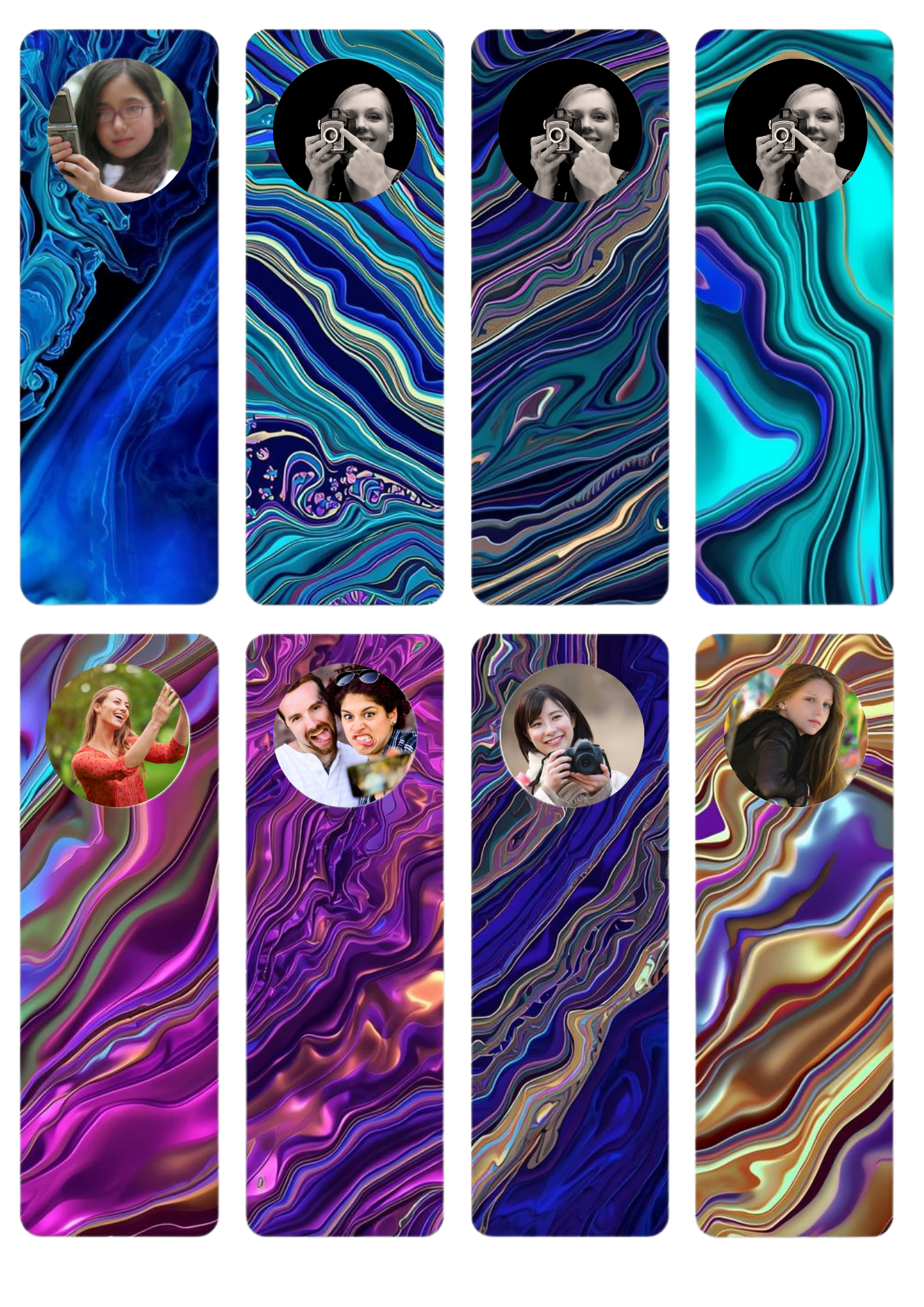 Slim,  Glossy, and Waterproof Custom Photo Bookmark – 4×13 cm ( Set of 8)