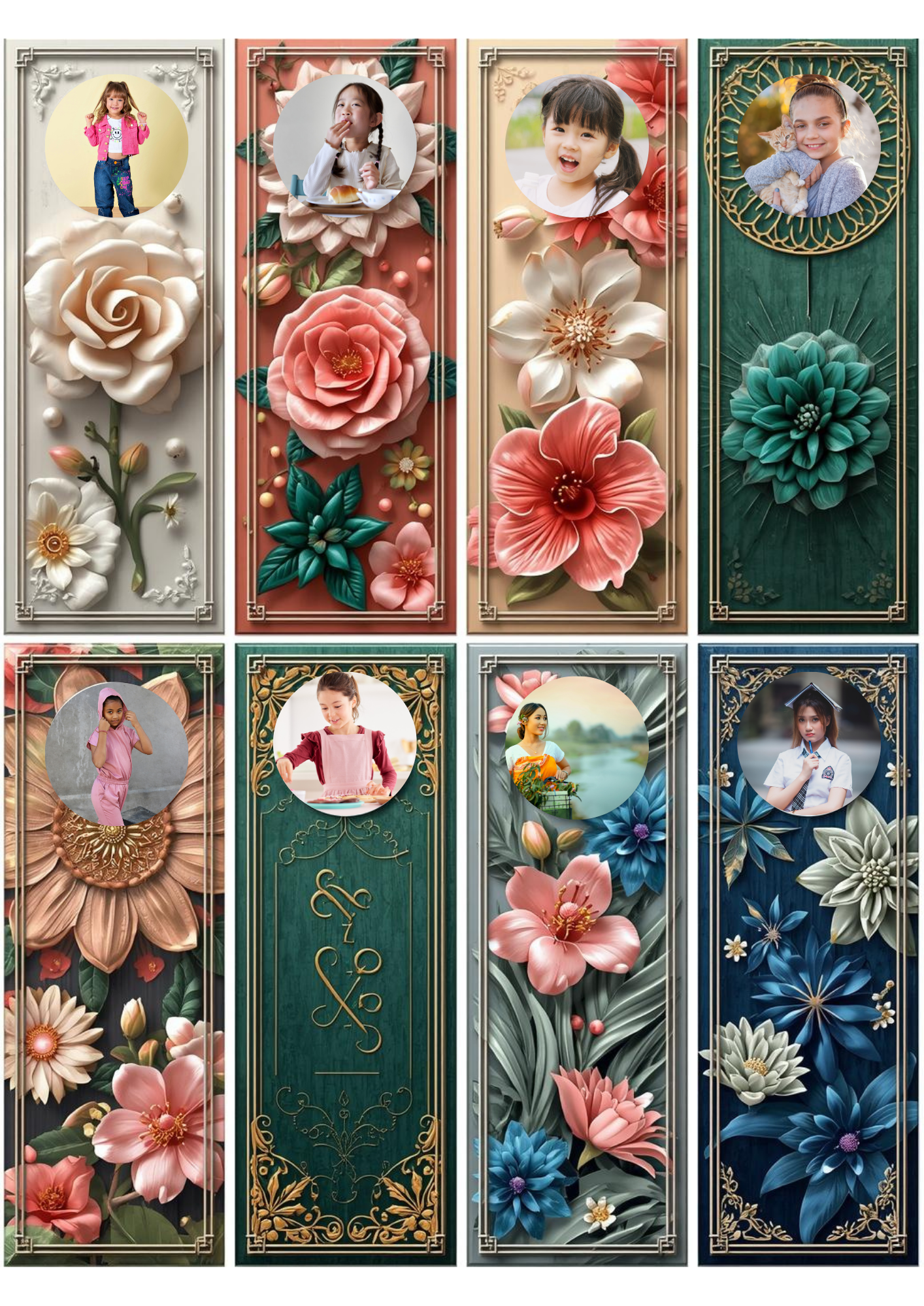 Slim,  Glossy, and Waterproof Custom Photo Bookmark – 4×13 cm ( Set of 8)