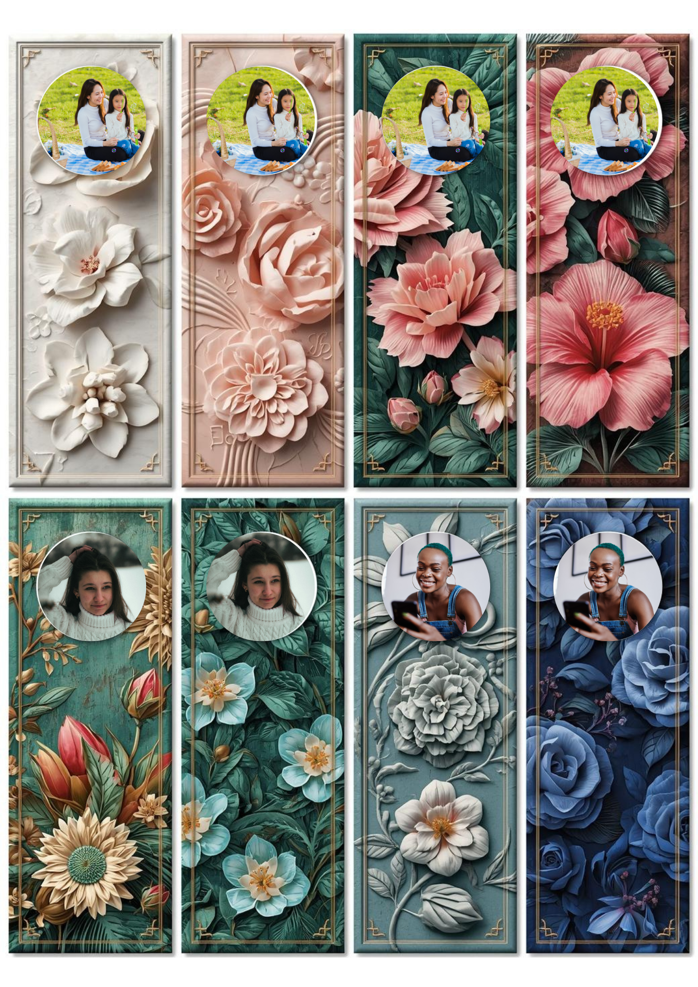 Slim,  Glossy, and Waterproof Custom Photo Bookmark – 4×13 cm ( Set of 8)