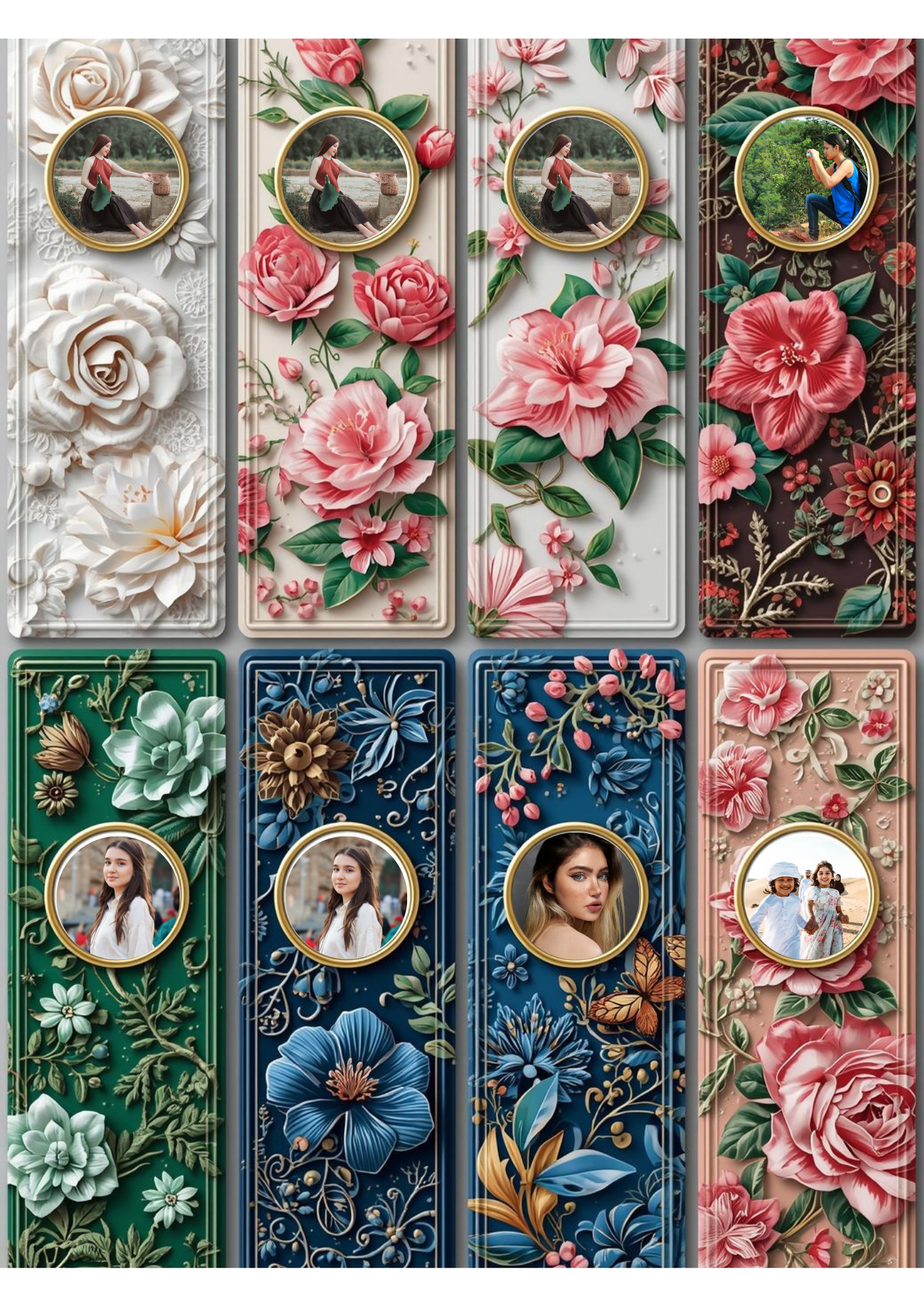 Slim,  Glossy, and Waterproof Custom Photo Bookmark – 4×13 cm ( Set of 8)