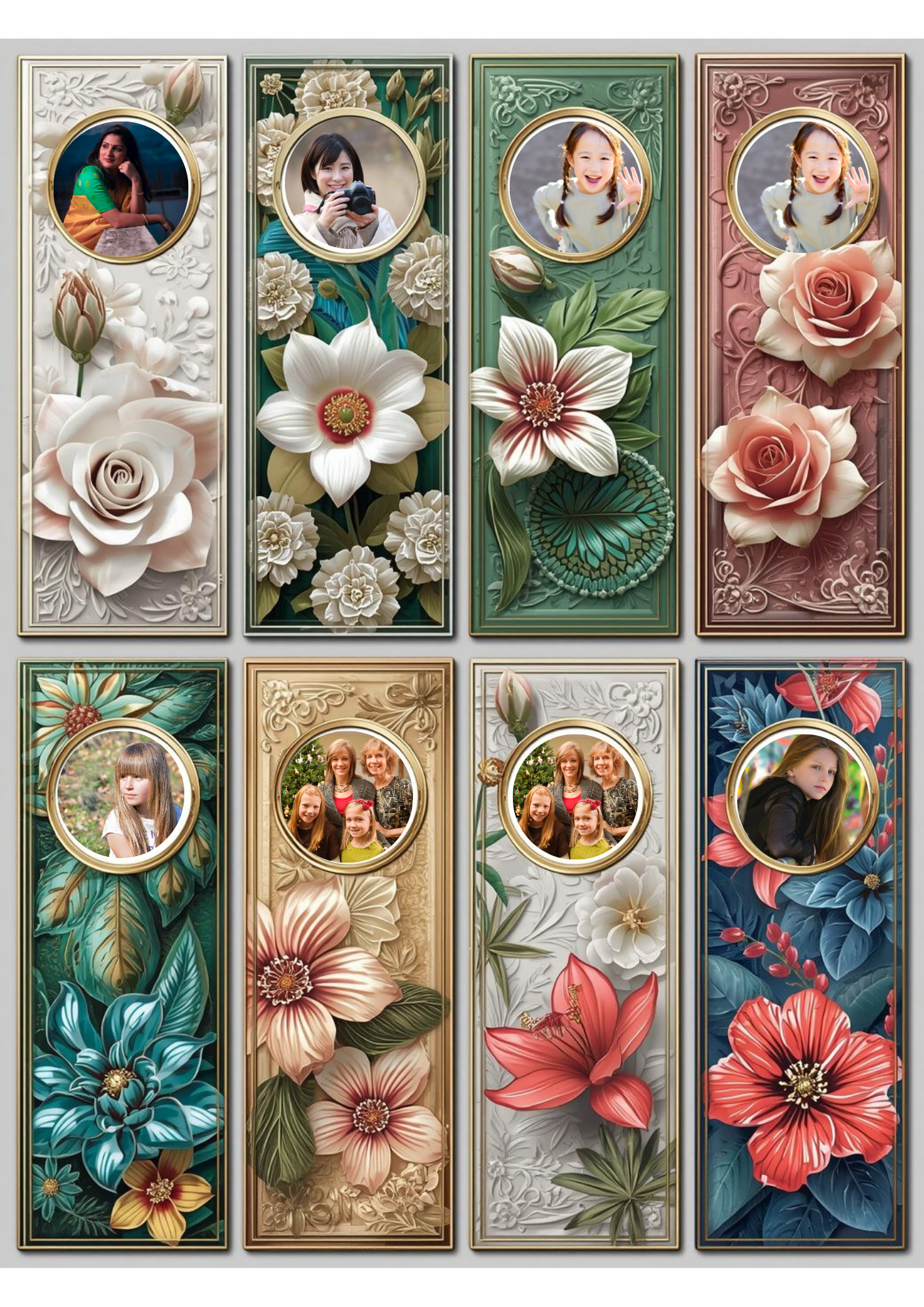 Slim,  Glossy, and Waterproof Custom Photo Bookmark – 4×13 cm ( Set of 8)