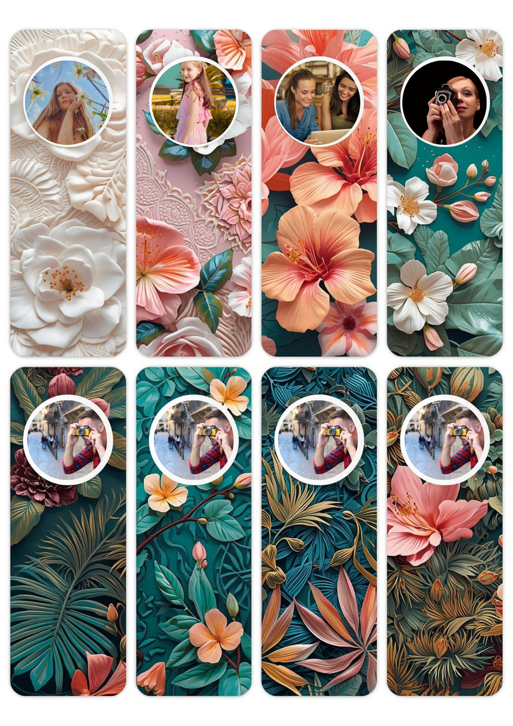 Slim,  Glossy, and Waterproof Custom Photo Bookmark – 4×13 cm ( Set of 8)