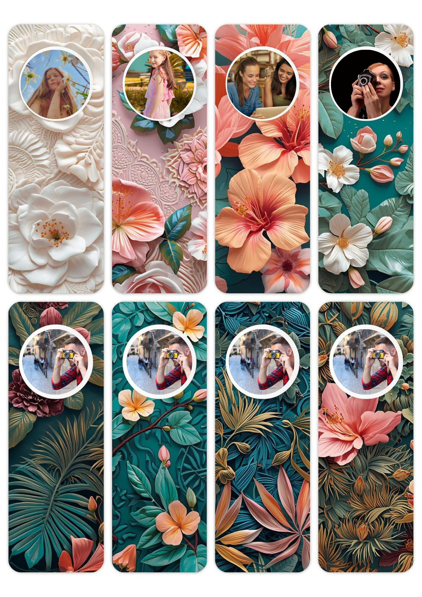 Slim,  Glossy, and Waterproof Custom Photo Bookmark – 4×13 cm ( Set of 8)