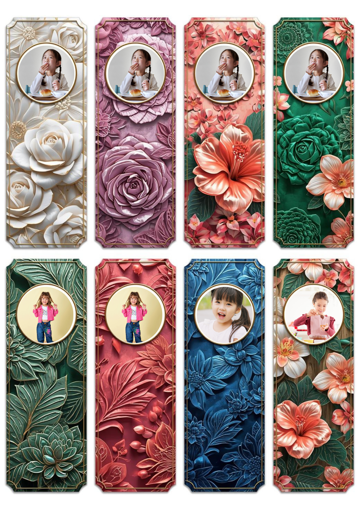Slim,  Glossy, and Waterproof Custom Photo Bookmark – 4×13 cm ( Set of 8)