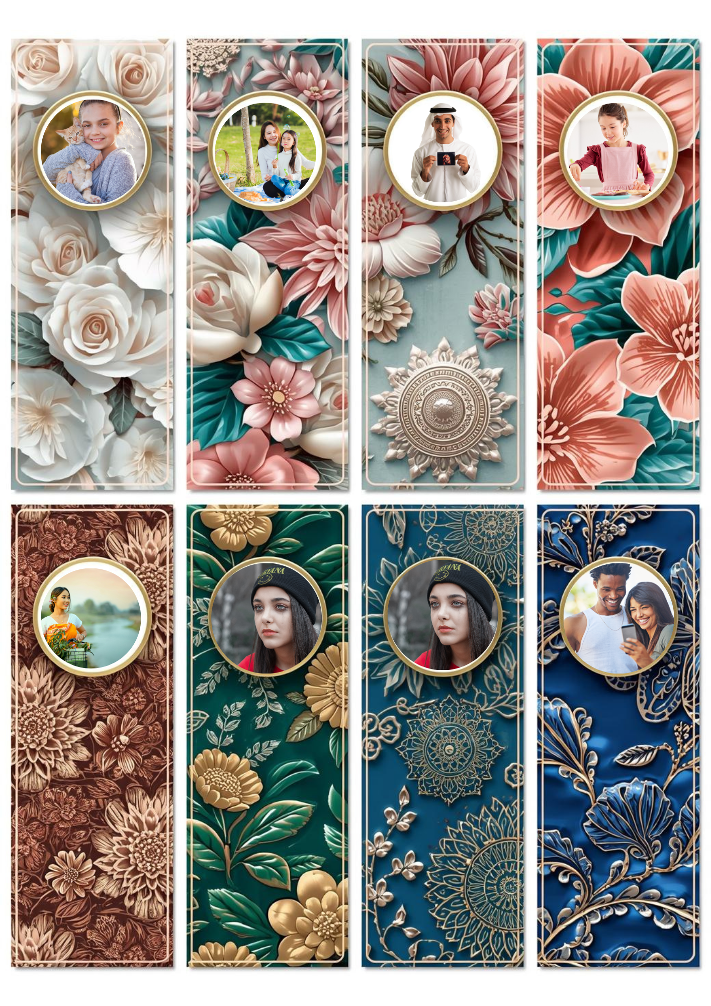 Slim,  Glossy, and Waterproof Custom Photo Bookmark – 4×13 cm ( Set of 8)