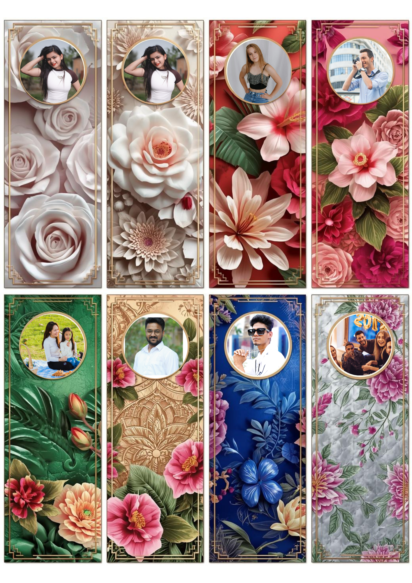 Slim,  Glossy, and Waterproof Custom Photo Bookmark – 4×13 cm ( Set of 8)