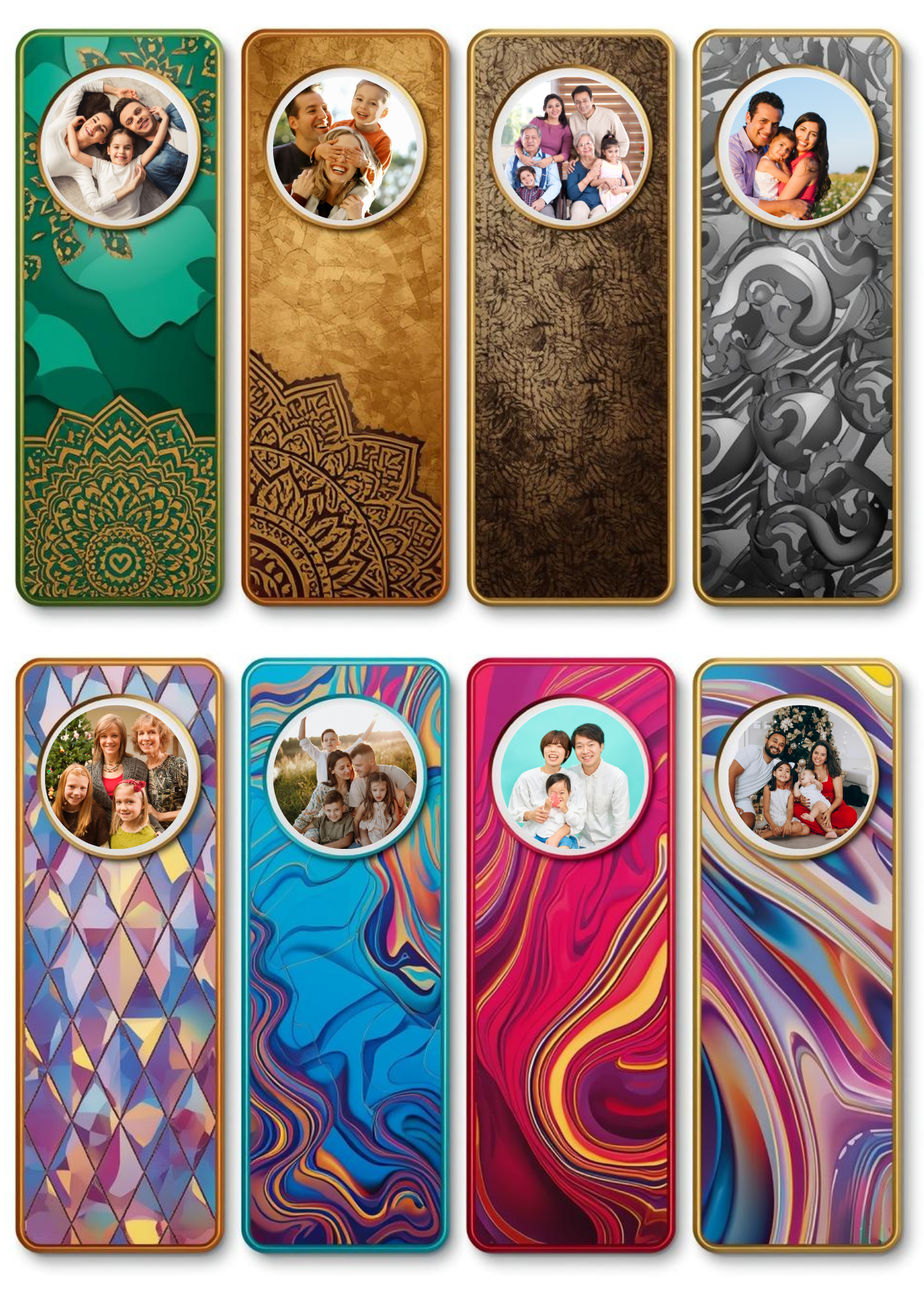 Slim,  Glossy, and Waterproof Custom Photo Bookmark – 4×13 cm ( Set of 8)