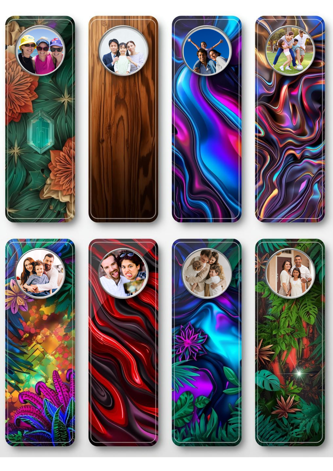 Slim,  Glossy, and Waterproof Custom Photo Bookmark – 4×13 cm ( Set of 8)